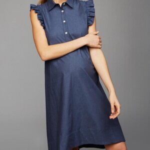 PIETRO BRUNELLI Milano Denim Ruffle Sleeve Maternity Dress